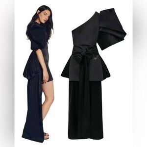 NWT Limited Edition Zara Asymmetric Satin black Dress size S